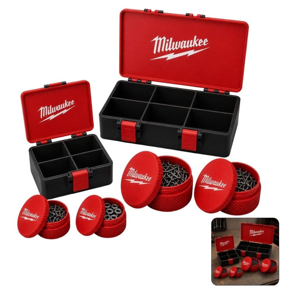 Kit Organizador Milwaukee Maleta Trava Dupla + Trava Única + 4 Porta Trecos Organizador