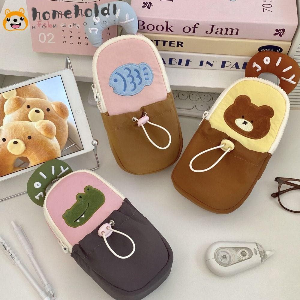 Lápis HOMEUVOE , Bolsa De Caneta Standable Com Padrões De Animais , Grande Capacidade Alça Papelaria Para Estudantes
