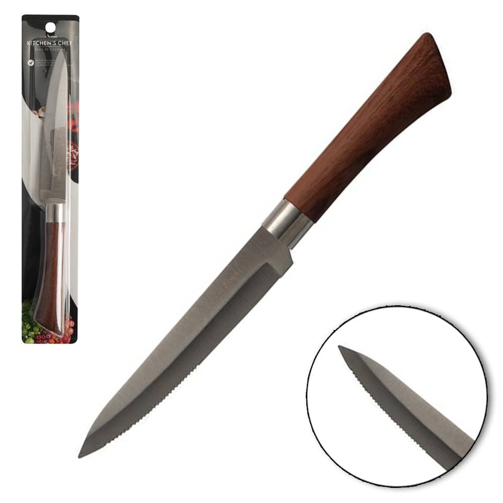 FACA DE INOX SERRINHA COZINHA 5" CB EMBORRACHADO TP MADEIRA PROF CASA NOBRE CN-0088 MILENIO BRASIL
