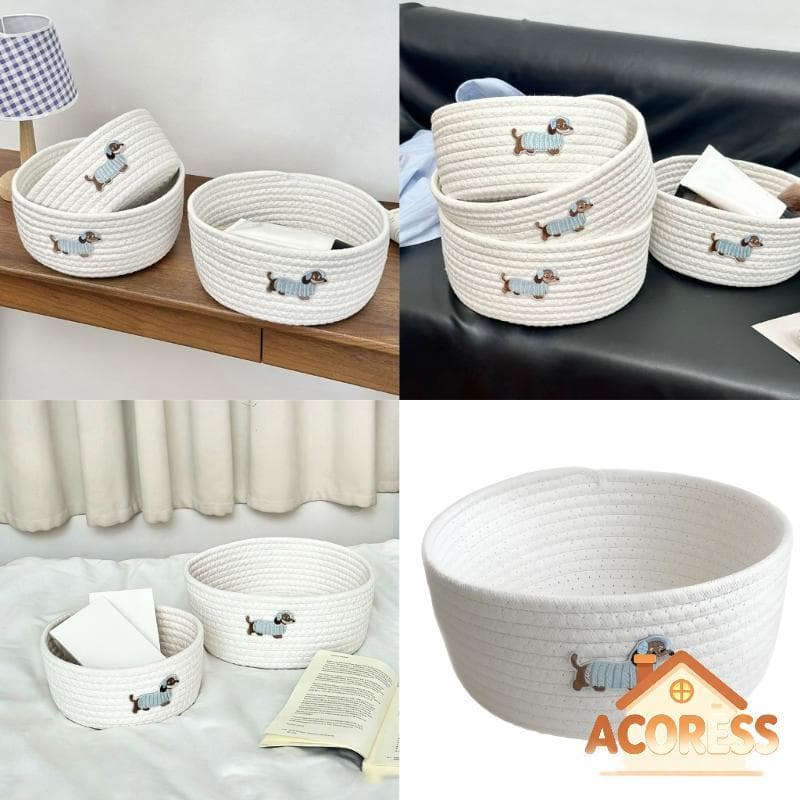 ACO * Figura Artística, Recipiente Corda Tecida, Cesta Organizadora Decorativa Para Lanches, Linha