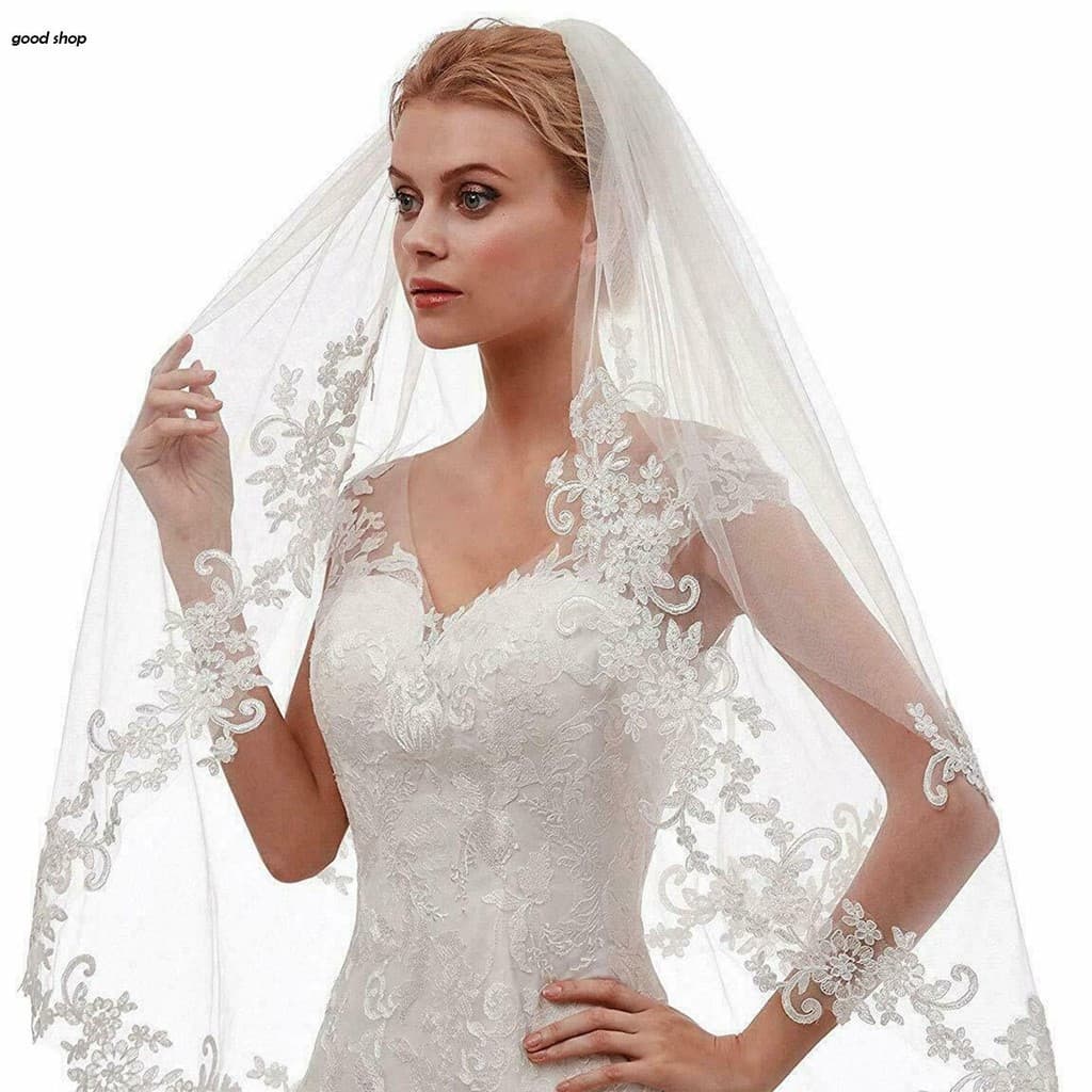 Moda Feminina Cabeça De Casamento Véu Bordado Aplique Design Véus Para Esposa Mãe Filha Amigos