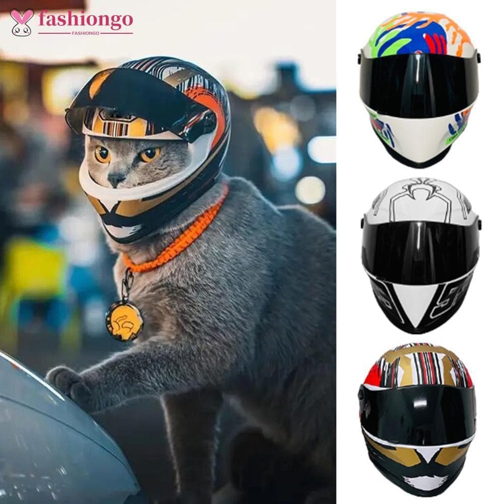 FASHIONGO Gato Capacete Pet Proteção Ao Ar Livre Mini Capacetes Pequeno Cão Graffiti Da Motocicleta Cabeça Chapéu De Seg