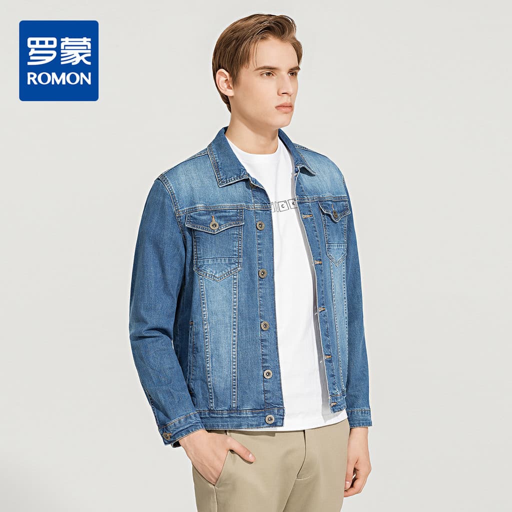 Jaqueta masculina Lomon Casual na moda macacão jeans jaqueta de algodão lavado jaqueta juvenil