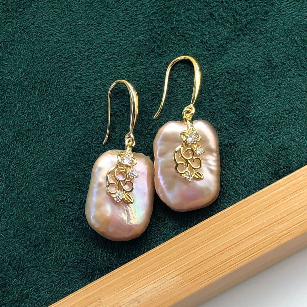 Natural roxo barroco pérola incrustada estilo flor cobre banhado 18K brincos de ouro Real brincos 925 prata fornecimento