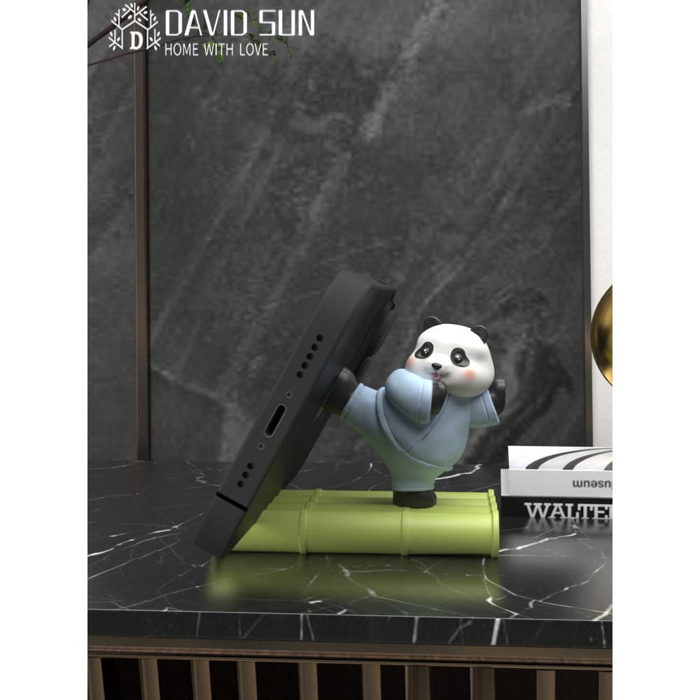 Kung Fu Panda Urso Violento Suporte para telefone móvel Decoração de mesa Suporte de desenho animado de estudante fofo D