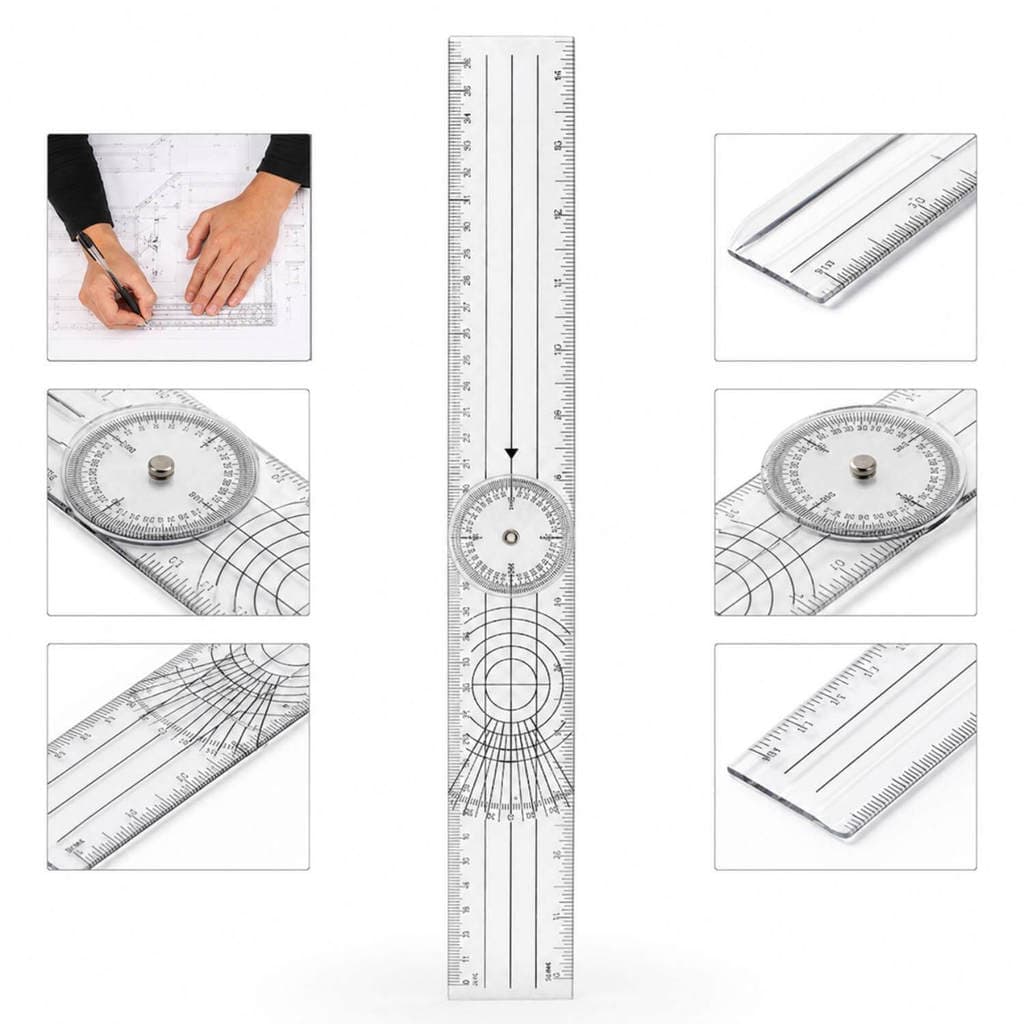Régua Goniômetro Articular 8 Polegadas Fisioterapia Ortopedia PVC Transparente 360°