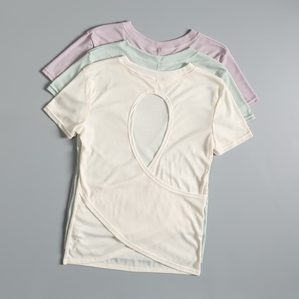Solto fino esportes blusa de manga curta feminina verão fino respirável Yoga exercício roupas de Fitness de secagem rápi