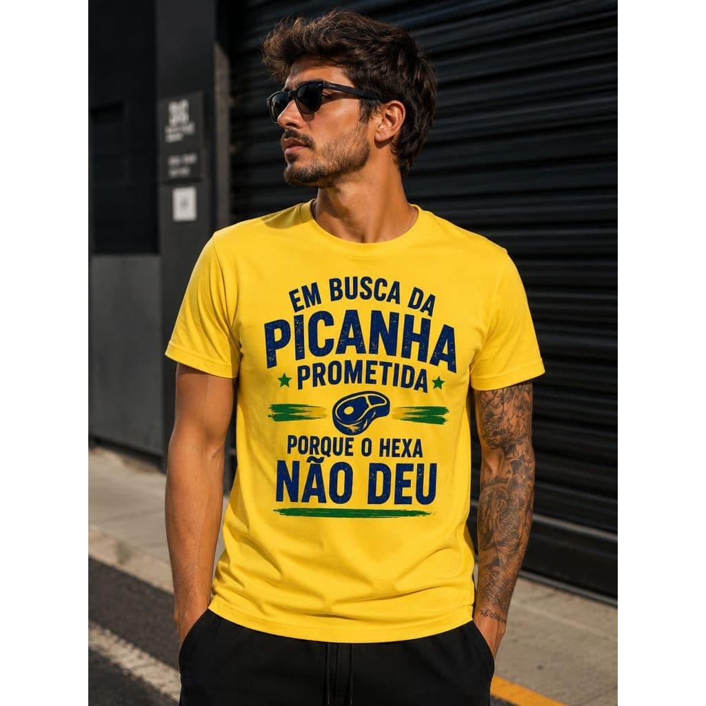 Camiseta Masculina Estampada Frase Engraçada Picanha Prometida lançamento