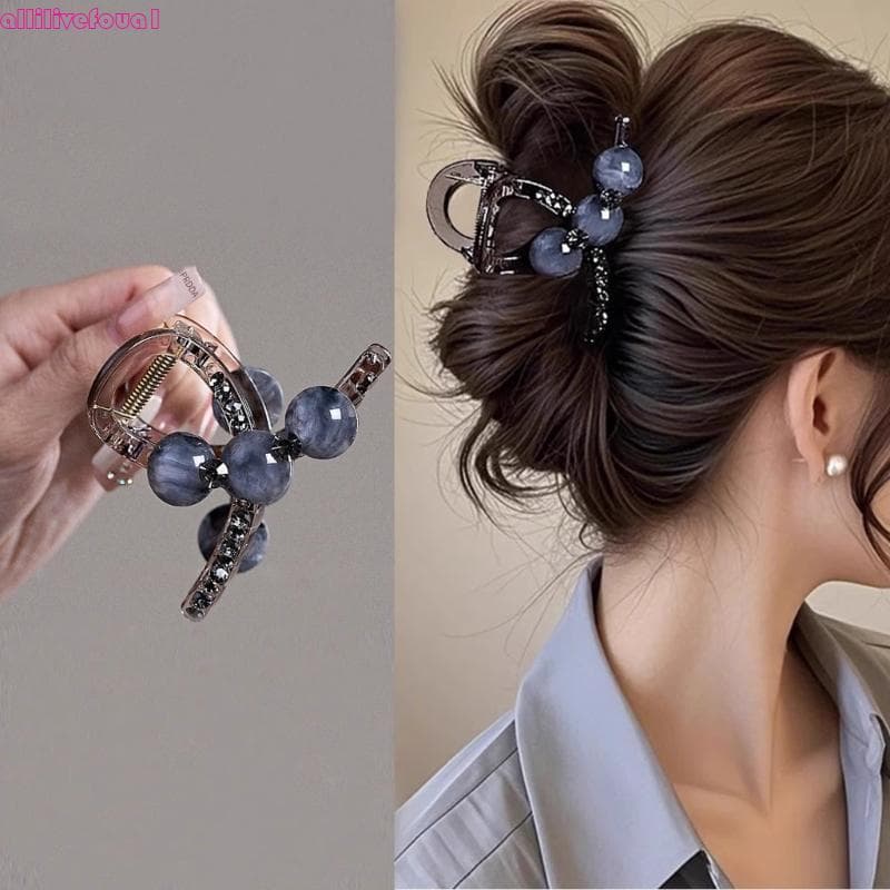 allilivefoua1 Presilha Cabelo Strass Elegante, Antiderrapante, Design Moderno, Garra