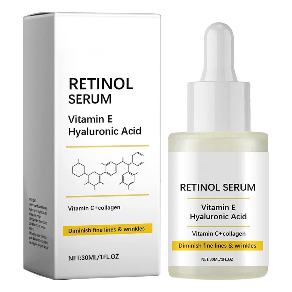 Sérum de Retinol com Ácido Hialurônico, Vitamina E, Vitamina C e Colágeno, Diminui Linhas Finas e Rugas, 1 Fl Oz