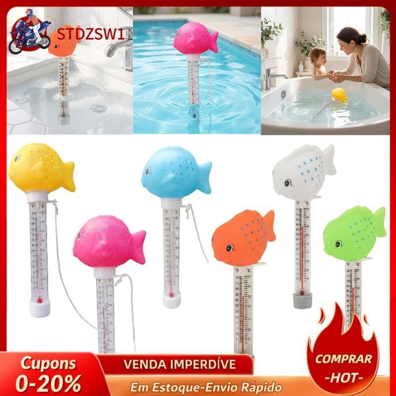 [stdzsw1] Piscina Flutuante Termômetro Bonito À Prova D'água Com Display Grande Animal Analógico De Desenho Animado Para