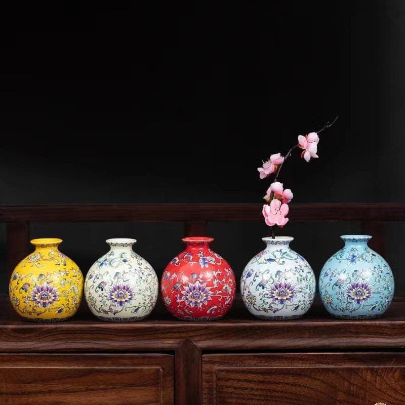 Cerâmica esmalte cor Mini arranjo de flores vaso conjunto chá ornamentos cerâmica hidropônica vasos flores decorações pa