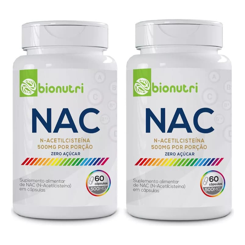 2x Nac N-acetilcisteína 60 Cáps 500mg Zero Açúcar Bionutri