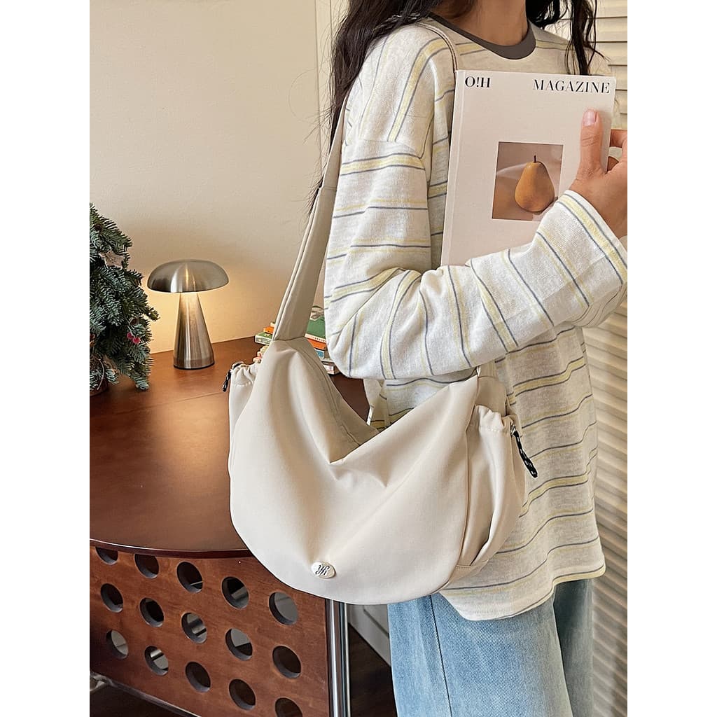 Japonês estilo simples leve grande capacidade lona saco do mensageiro feminino Casual saco Commuter Fitness bolsa de omb