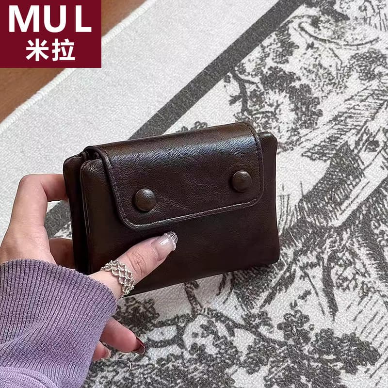 Japão Mira MUL macio ceroso saco macio pequeno olho carteira carteira curta zíper Retro moeda bolsa senhoras titular do