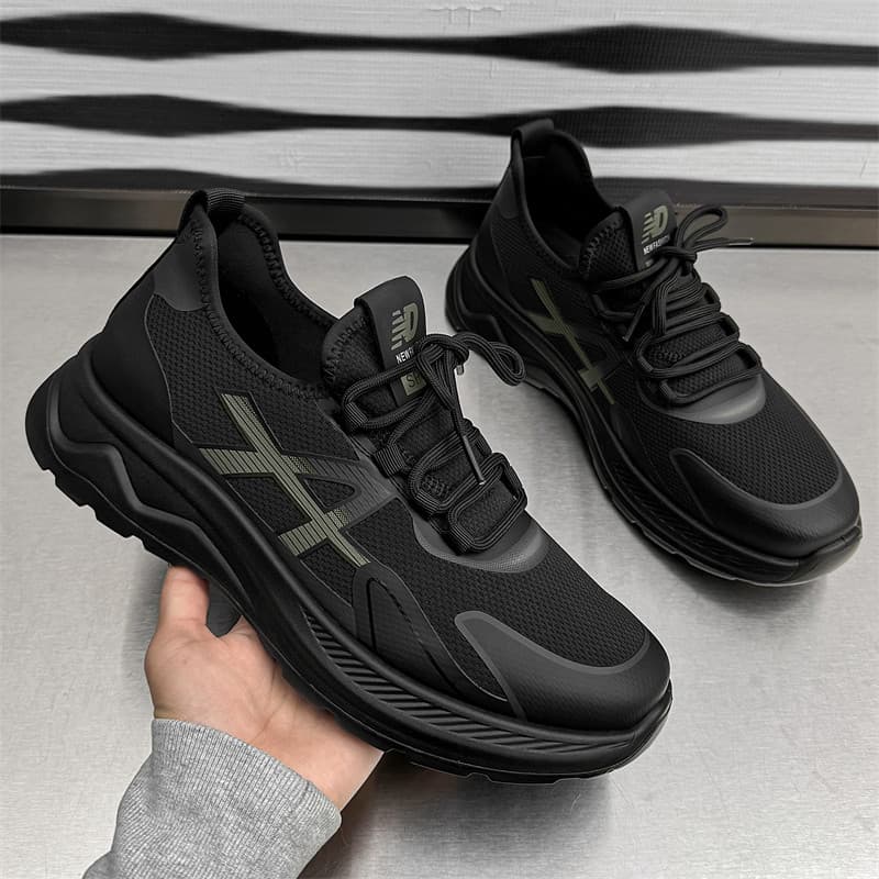 Estilo chinês preto Samurai meninos na moda papai sapatos de sola grossa malha aumentada respirável estudantes trabalhad