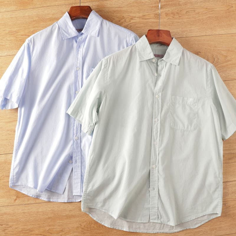 Único Japonês!Algodão lavado 2024 verão absorvente de suor respirável masculino solto cor sólida All-Match Casual camisa