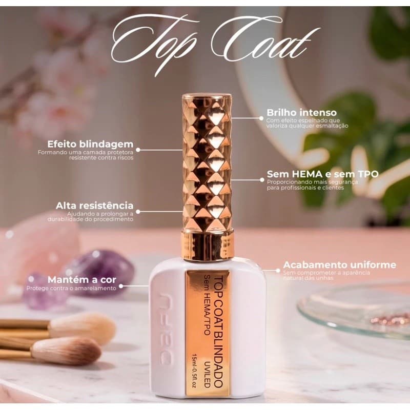 Top Coat Blindado Dafu Original 15ml Sem HEMA Sem TPO Alto Brilho Secagem UV LED Unhas Gel