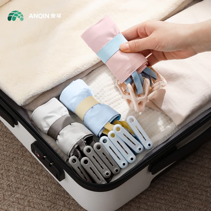 Cabide dobrável de tecido, portátil, viagem de negócios, Hotel, multifuncional, roupa íntima, clipe de secagem de roupas