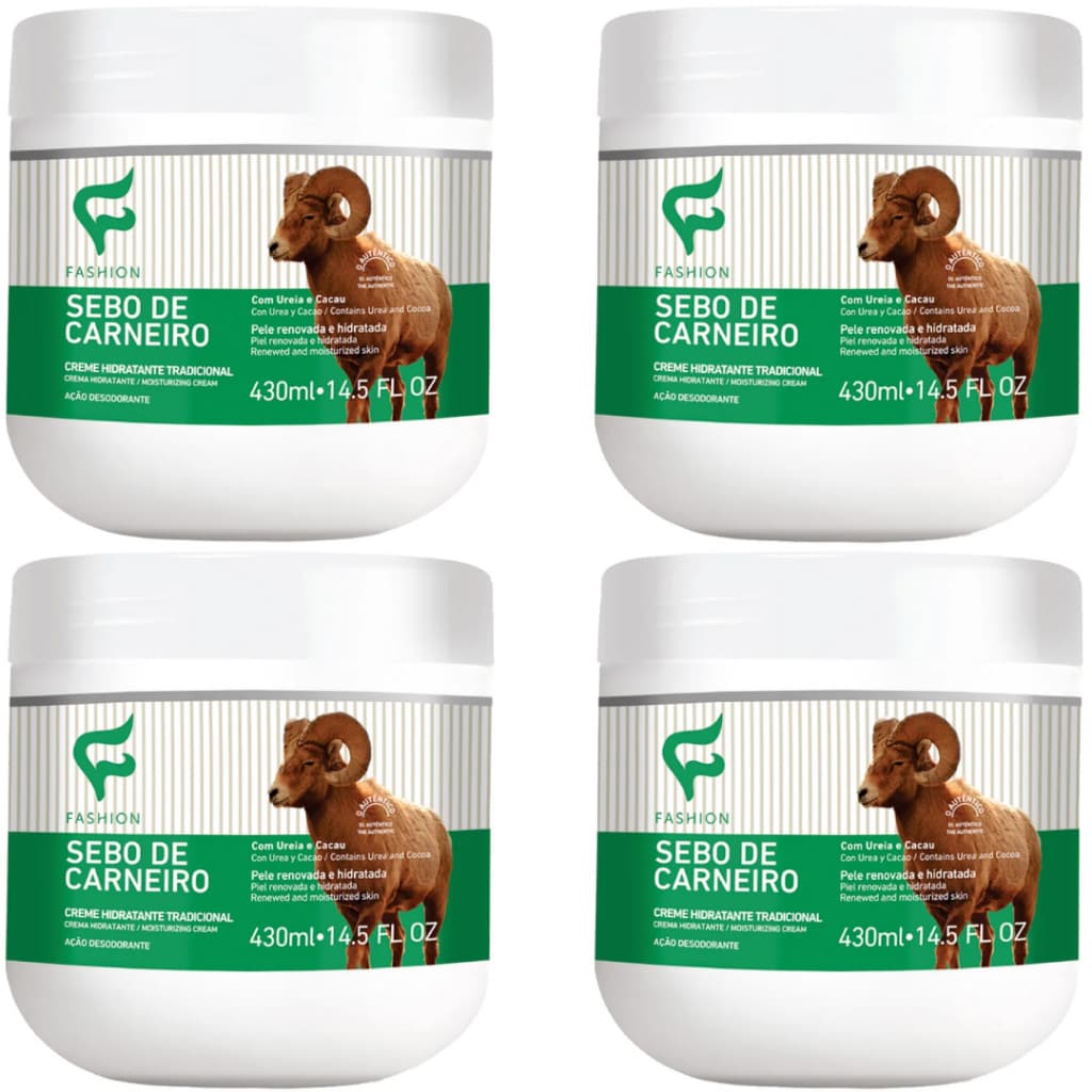 1 - 4 Sebo de Carneiro Tradicional Pote 430ml - Fashion Cosméticos