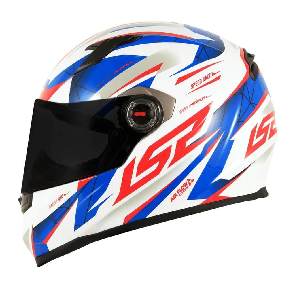 Capacete Fechado FF358 Draze Branco/Azul/Vermelho LS2
