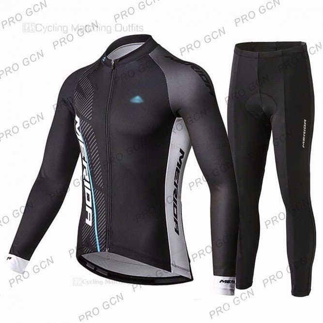 [Pronta Entrega] Conjunto de Camisa de Ciclismo de Manga Longa MERIDA Bike Team, Camisa de Ciclismo Respirável, Calças c