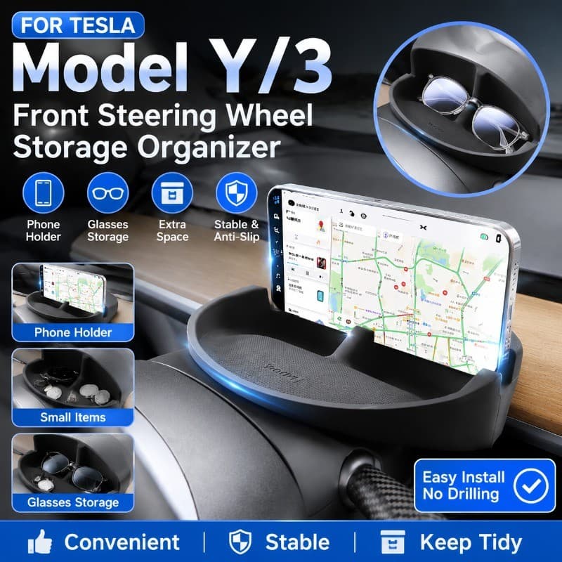 Para Tesla Modelo Y/3 Bandeja De Armazenamento Do Painel Frontal Suporte Telefone Carro Óculos Organizador Caixa Interio