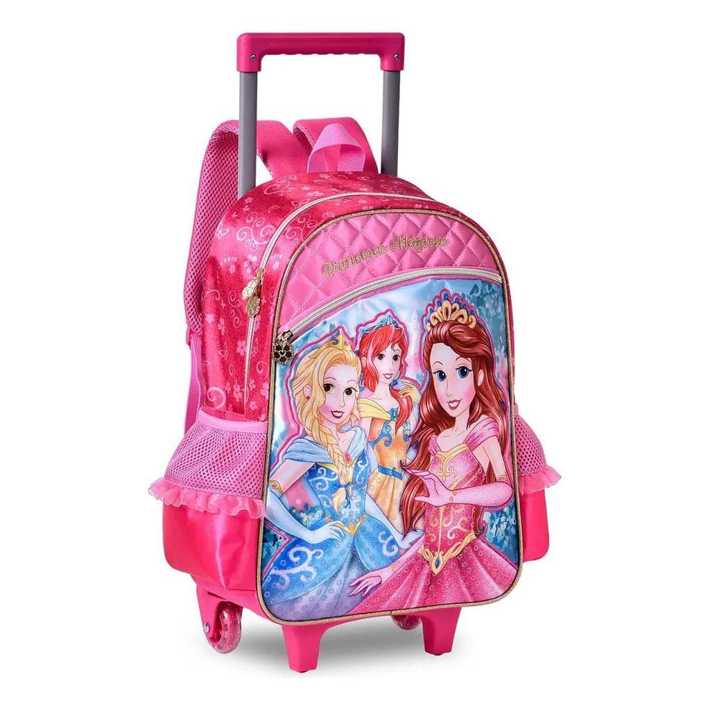 Mochila Rodinhas Escolar Princesas Brilho Meninas - Clio
