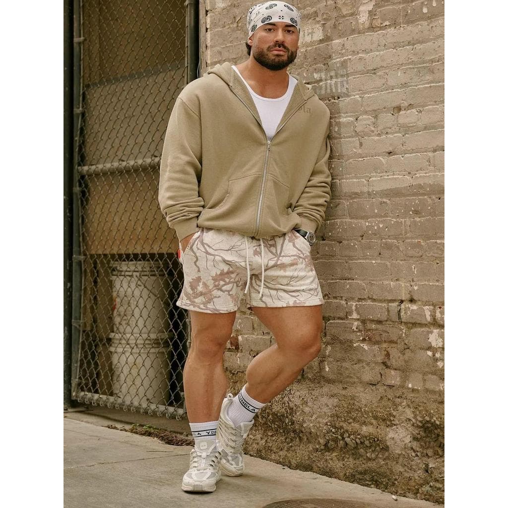 YOUNGLA estilo americano folha morta estilo Shorts masculino Casual camuflagem verão Retro carta solta Fitness esportes