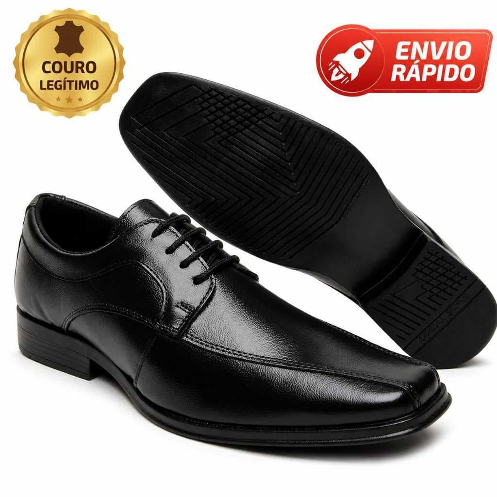 Sapato Social Masculino Couro Legítimo Original Cadarço Mocassim Clássico Confortável  Envio Rápido