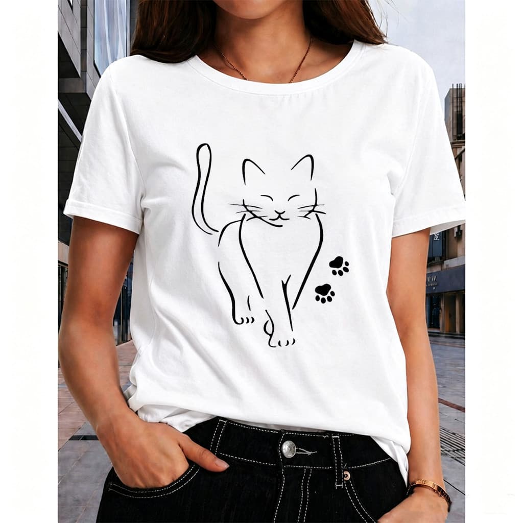 Camiseta Tshirt Feminina Blusa Estampas Gatos