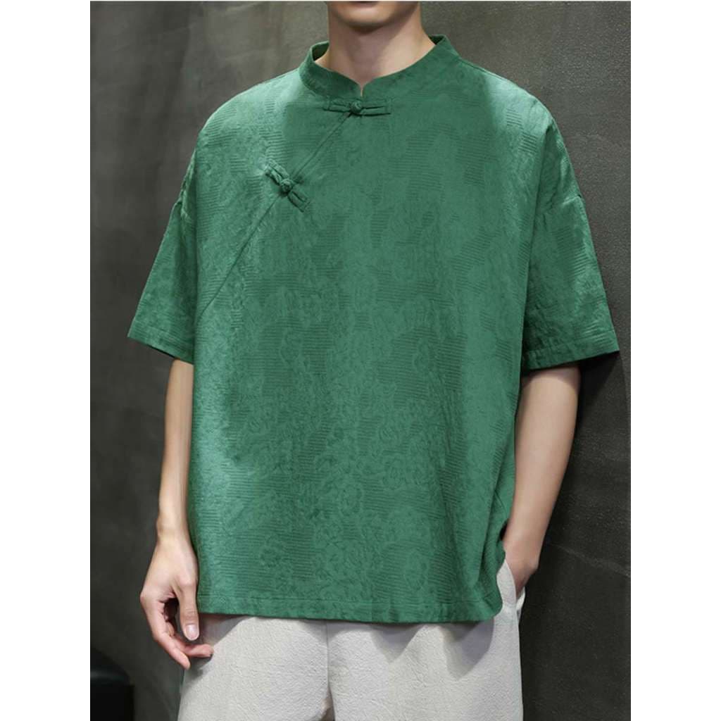 Novo estilo de linho camisa de manga curta masculina nacional na moda Retro Casual estilo chinês algodão linho camiseta
