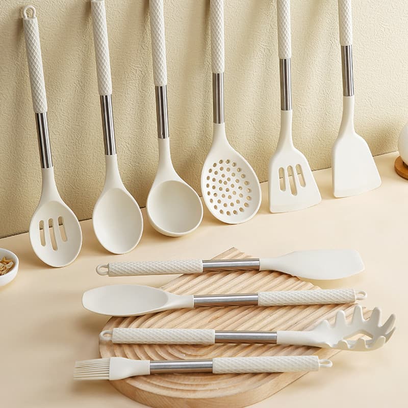 Colher de sopa doméstica antiaderente espátula especial de qualidade alimentar leve luxo Silicone conjunto de 11 peças u