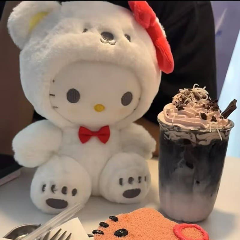 Urso de Pelúcia Cosplay Hello Kitty 25cm - Boneca Sanrio Fofa, Brinquedo para Meninas, Presente de Aniversário ECVH