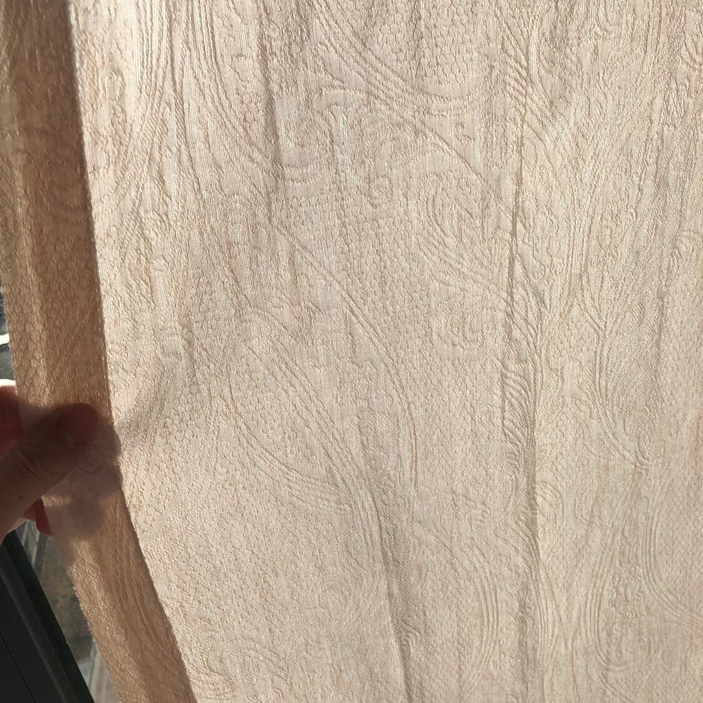Fio francês em relevo linho creme cor romântico translúcido piso sala de estar Retro translúcido luz francesa cortina im