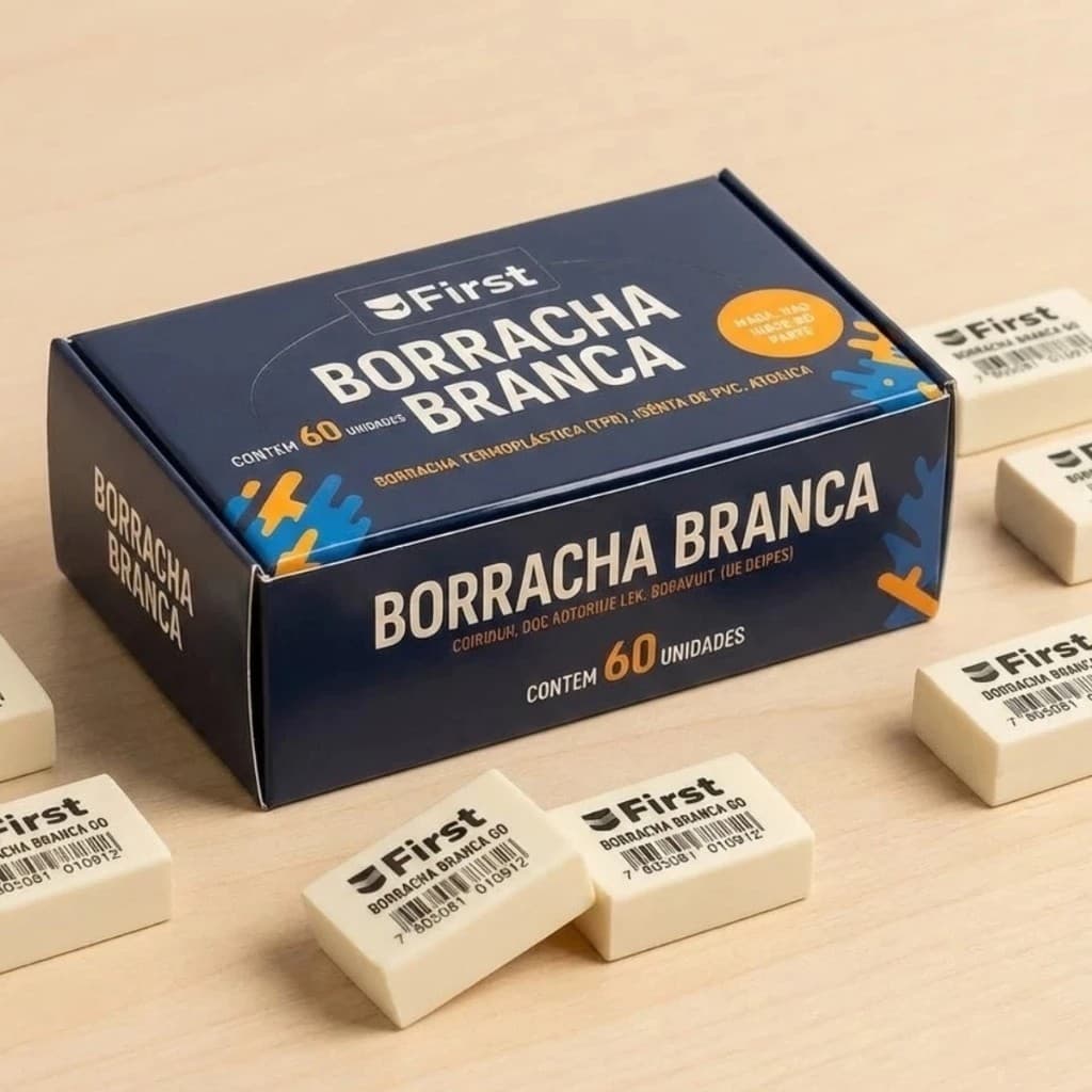 Kit Caixa com 60 Borrachas Escolar Escritório Brancas Estudantes Professores Macia Oferta