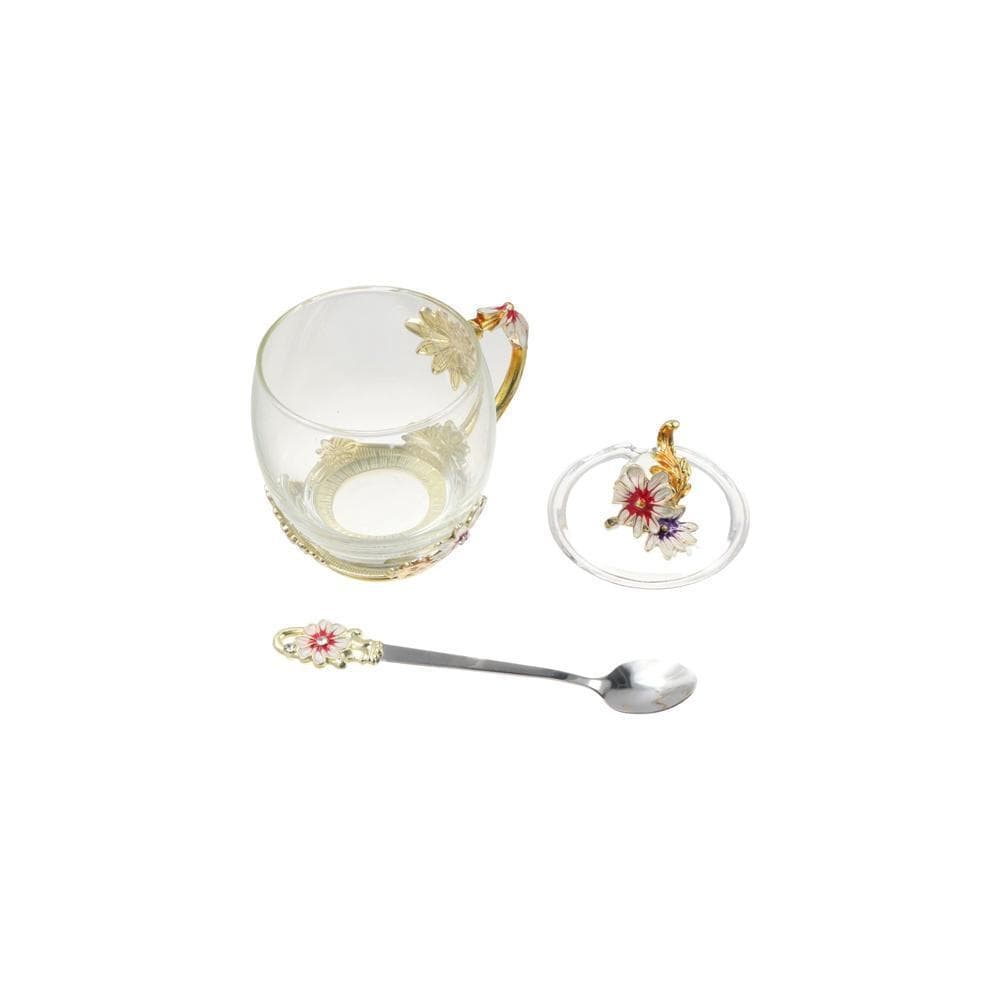 Canecas De Café De Vidro DAIGA , Conjunto De Prato De Xícara De Chá Vintage Com Alça Decorativa , Colher De Aço