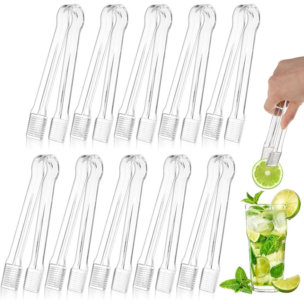 PEASUG 10 Peças de Pinças de Plástico para Servir, Pinças de Plástico Descartáveis, Utensílios de Cozinha Transparentes