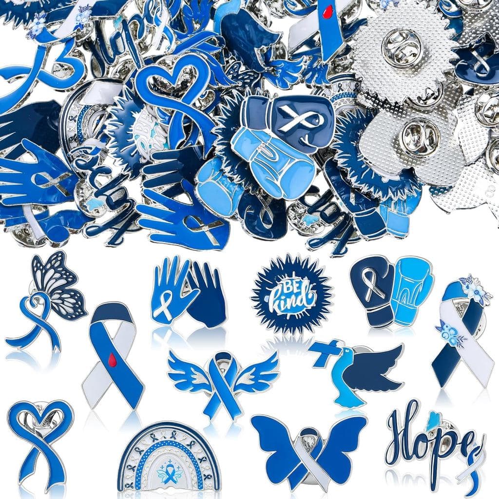 Janinka 60 Peças de Broches de Metal para Conscientização sobre o Câncer, Broches de Esmalte em Forma de Laço para Lembr