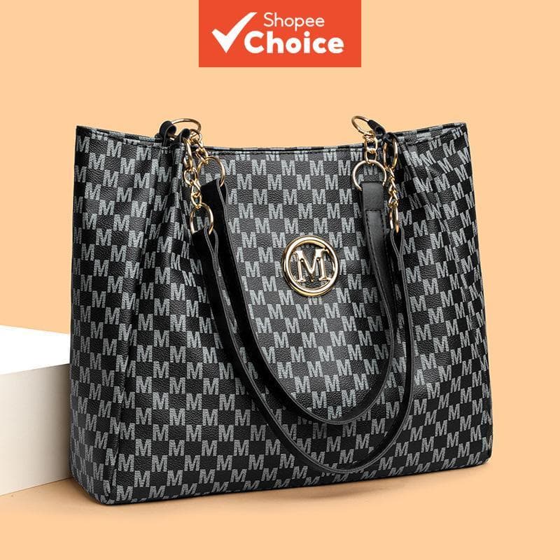 Conjunto de bolsas estampadas com tote de grande capacidade, bolsa de ombro com alça de corrente, bolsa tiracolo