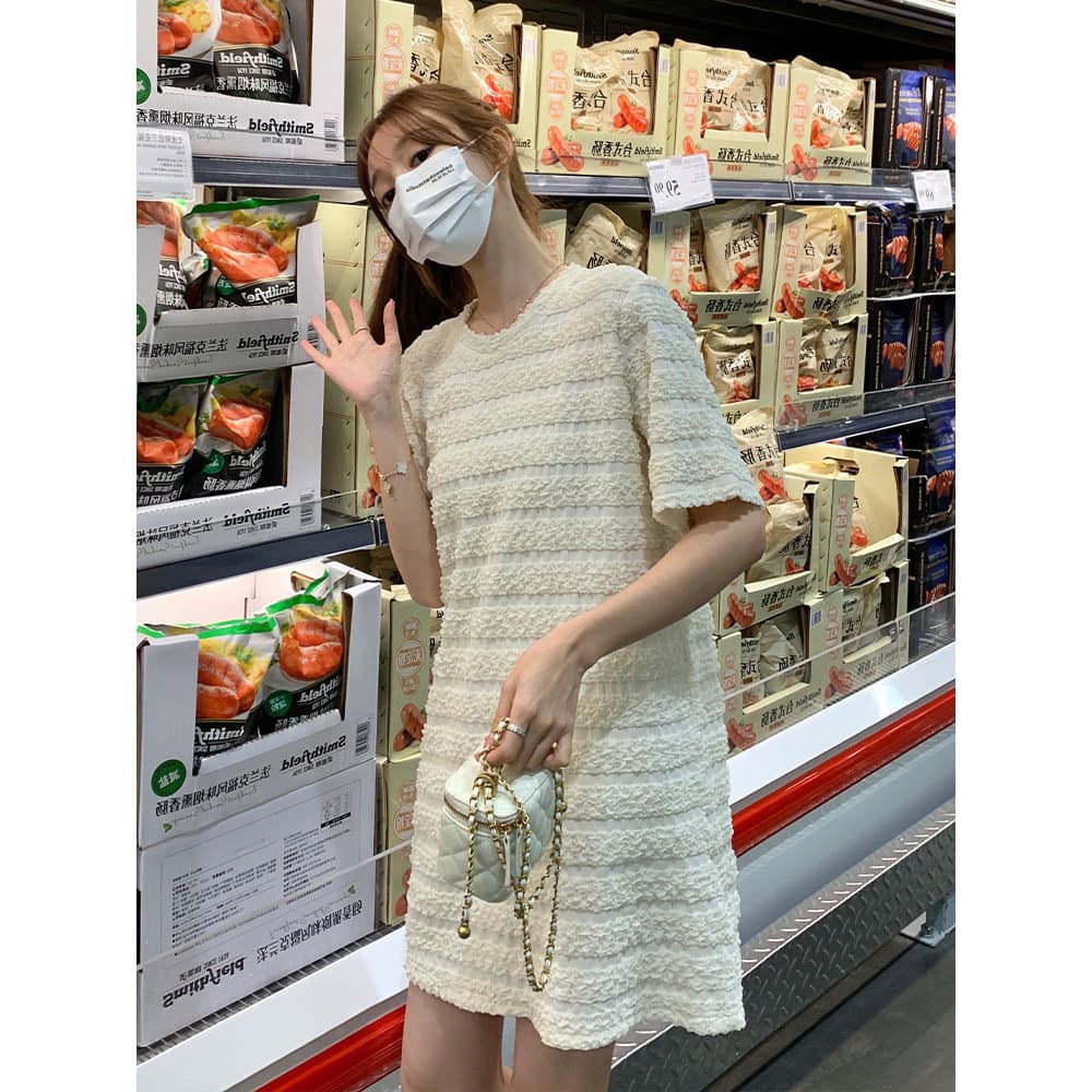 Francês Retro pequeno Jacquard vestido feminino verão 2026 novo estilo versão coreana solta redução de idade estilo suav