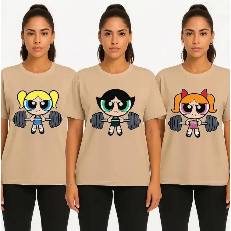 Kit 3 Camisetas Femininas Super Poderosas Academia Algodão
