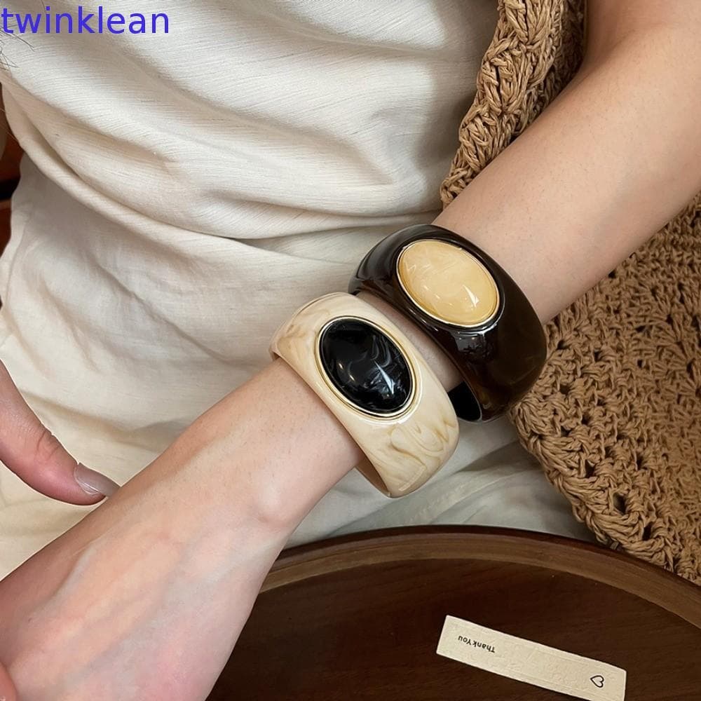 Pulseira De Acrílico TWINKLEAN , Larga Irregular Boêmia Manchada , Acessórios De Joias , Anel De Mão Retrô