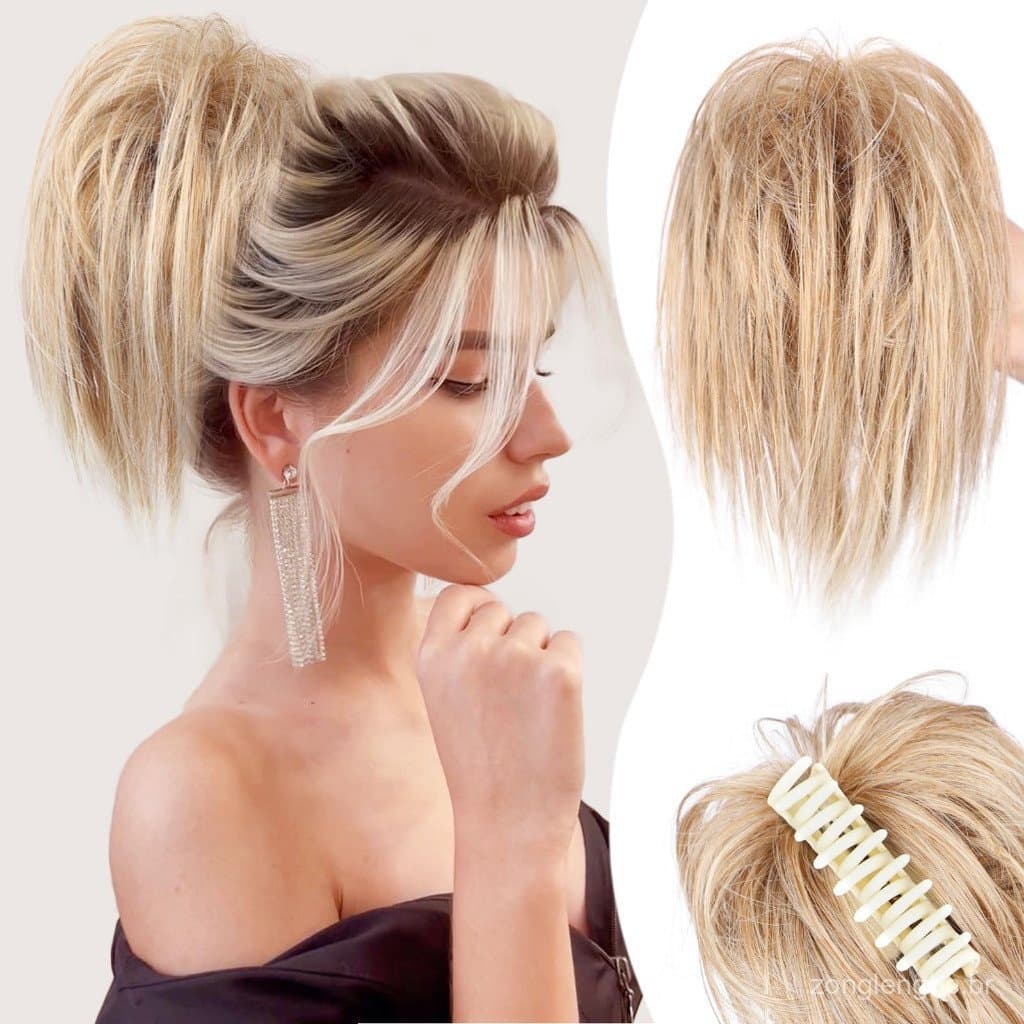 Clip De Garra Para Mulher Extensões De Cabelo De Cauda De Pônei Updo Ondulado Cacheado Chignon Pãezinhos Scrunchie Com U