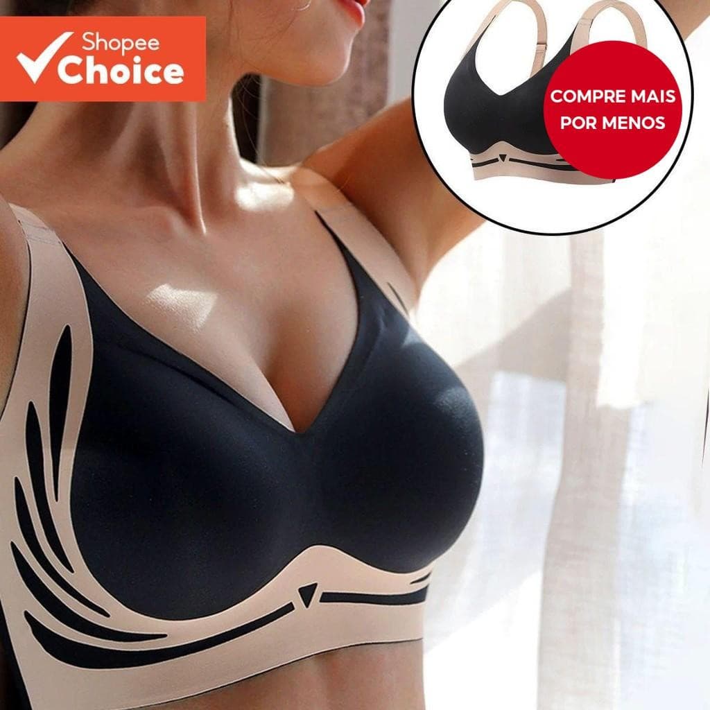 Sutiã Push-Up Sem Costura para Mulheres – Modelador, Controle Lateral, Anti-Flacidez, Costas Lisas 3XVU