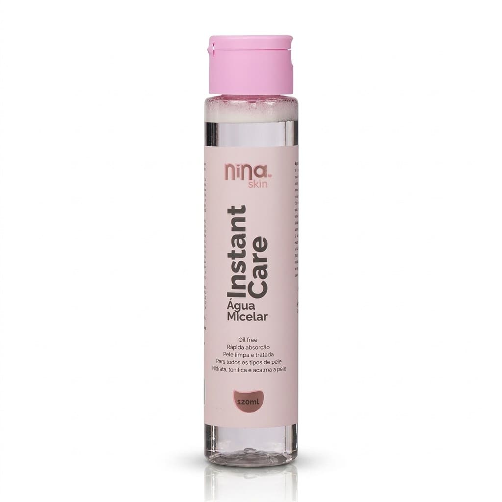 Agua Micelar Nina Makeup Instant Care 120ml Demaquilante Rosto Skincare Limpeza De Pele Sem Enxague