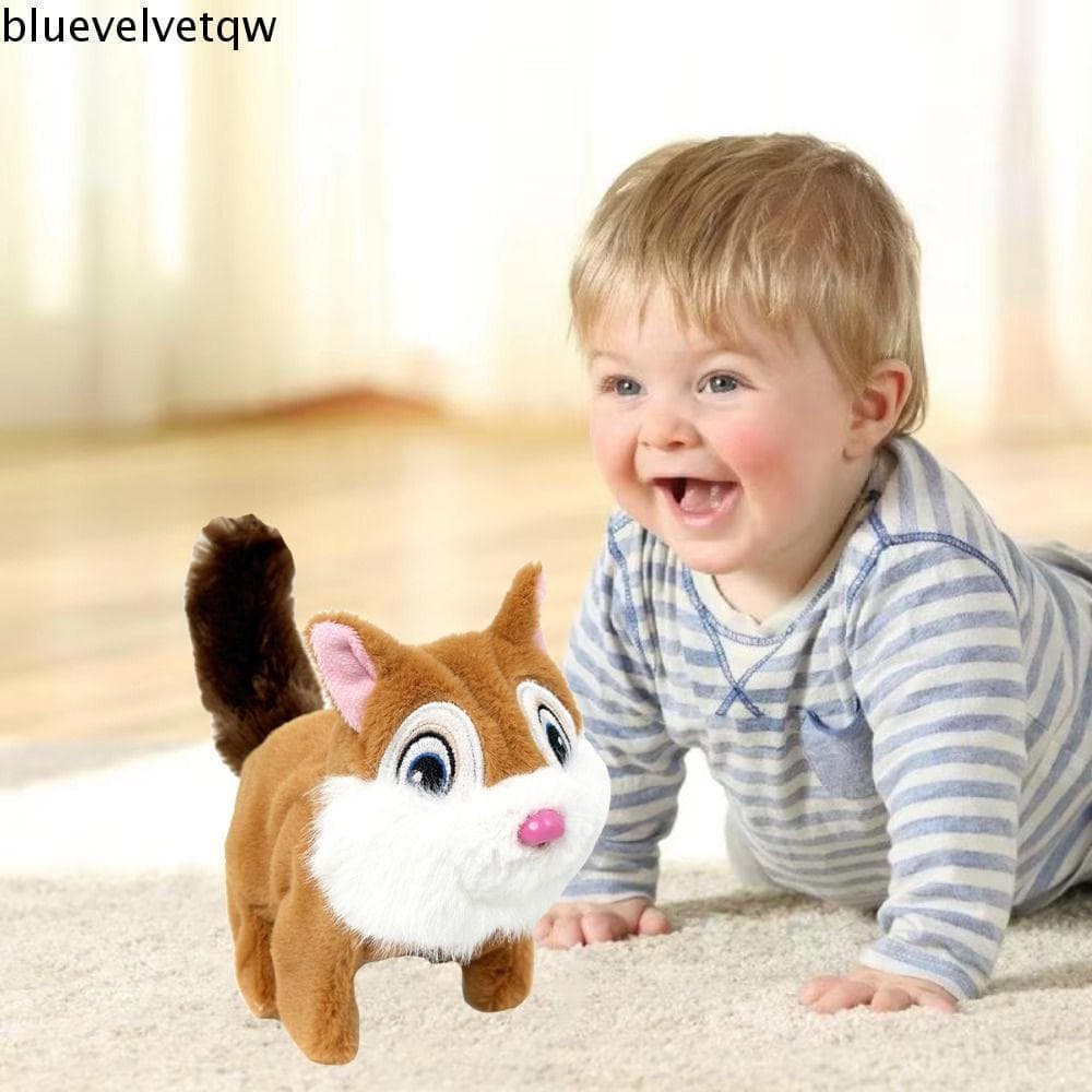 BLUEVELVETQW Brinquedo Musical Elétrico De Pelúcia , Com Sons Simulação De Esquilo Em Movimento , Interativo