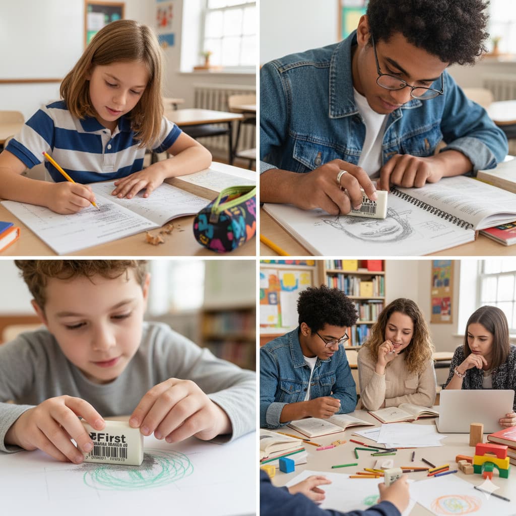 Conjunto 60 Borrachas Escolares Brancas Macias Kit Apagador Escritório Estudantes Professores Lápis