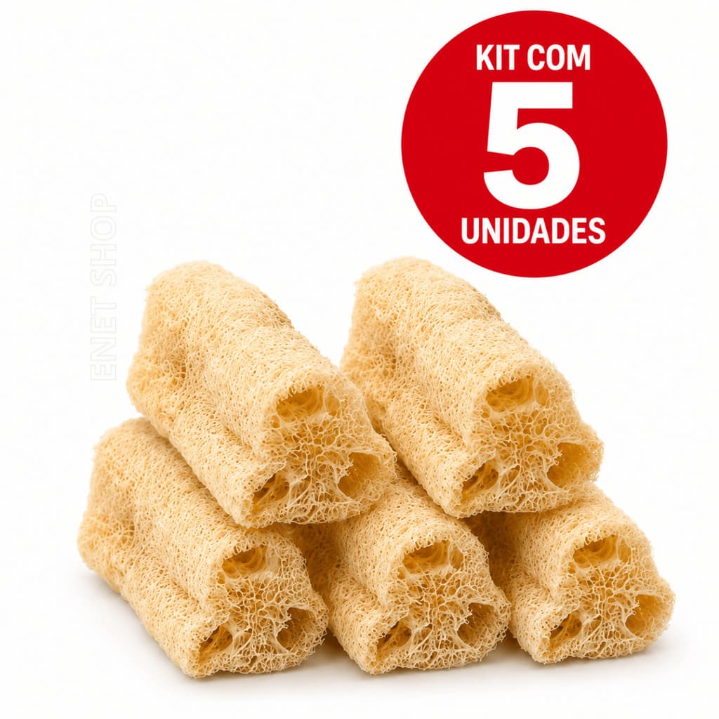 Kit 5 Bucha Vegetal Esponja Banho Natural Esfoliante Corporal