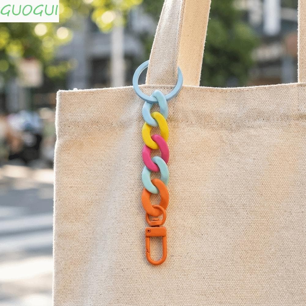 Chaveiro De Corrente Robusta De Acrílico GUOGUI , Cordão De Pulso Fosco Em Cor Doce , | Charme De Bolsa Leve Colorida